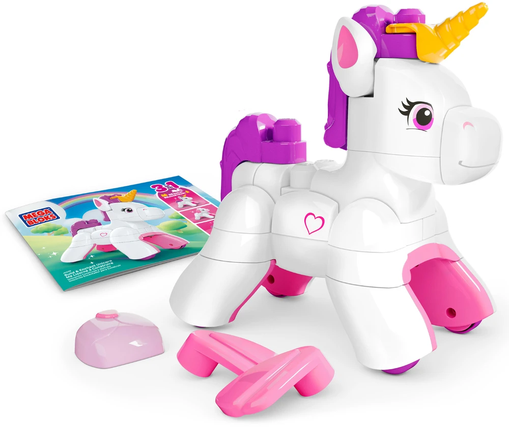 Mattel MEGA BLOKS BUILD AND ENCHANT 3 in 1 vienaragio konstruktorius (JKG36)