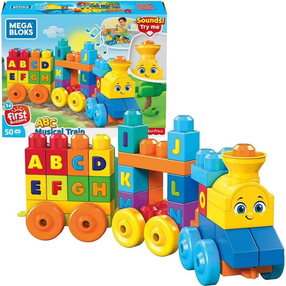 Rinkinys MEGA BLOKS ,,Grojantis traukinys" (50 det.)