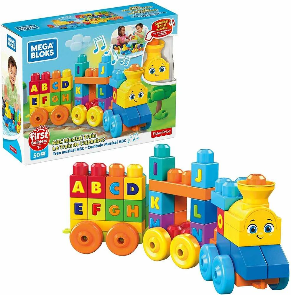 Rinkinys MEGA BLOKS ,,Grojantis traukinys" (50 det.)