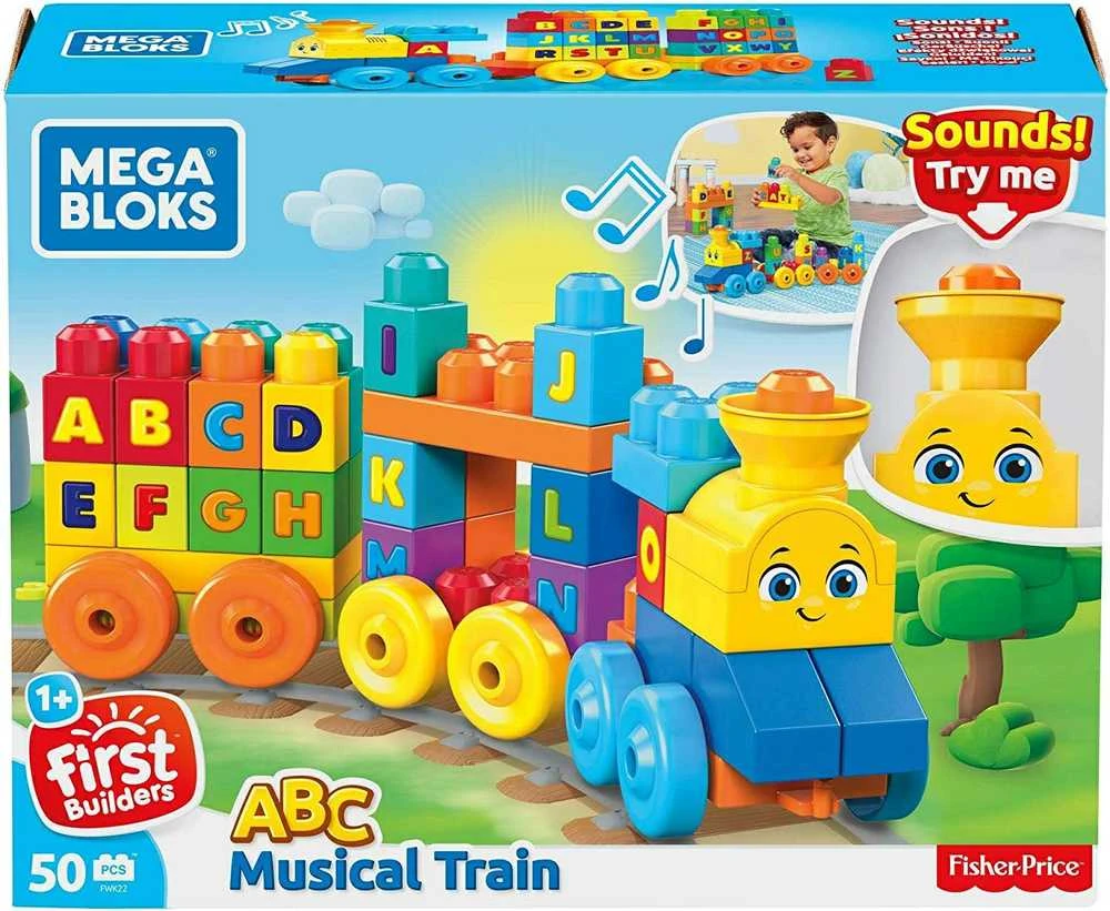 Rinkinys MEGA BLOKS ,,Grojantis traukinys" (50 det.)