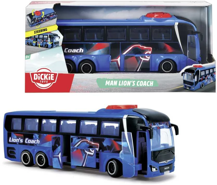 Dickie Toys Mėlyna City Bus Man Lion's City duris atveria