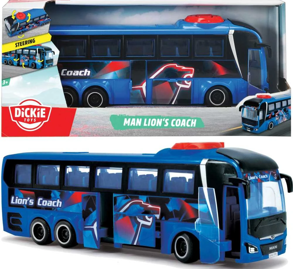 Dickie Toys Mėlyna City Bus Man Lion's City duris atveria