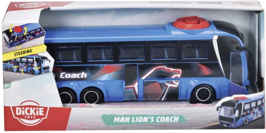Dickie Toys Mėlyna City Bus Man Lion's City duris atveria