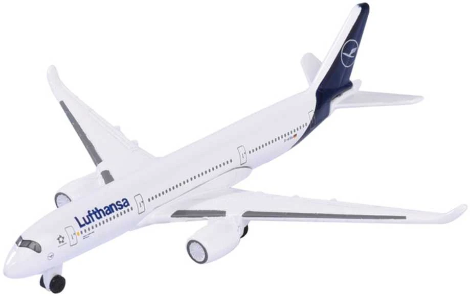 Metalinis „Airbus A350-900 Lufthansa“ keleivinis lėktuvas, baltas orlaivis, 10 cm