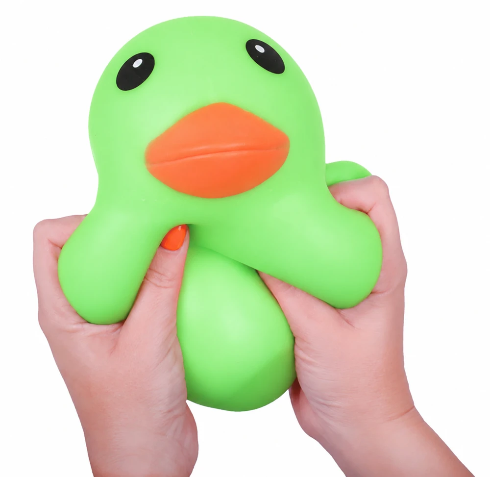 Minkštas sensorinis žaislas Žalia antis Squishy Gniotek antistresinis 17 cm