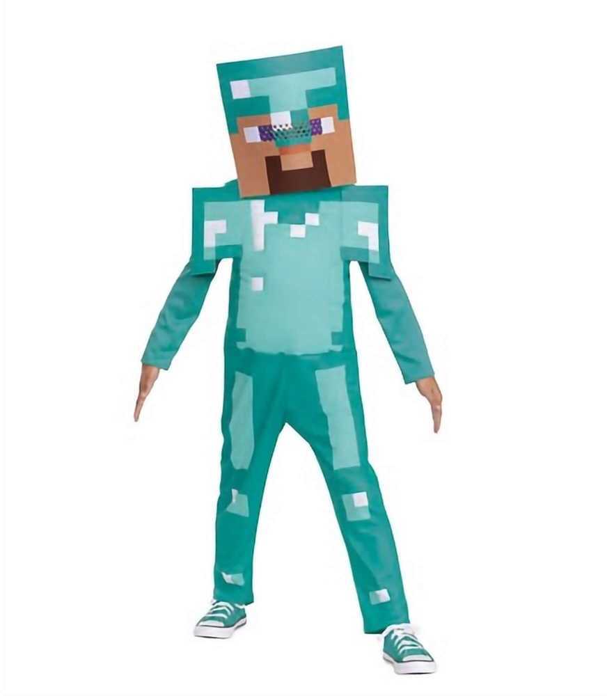 „Minecraft“ karnavalinis kostiumas Steve'as deimantinio šarvų kostiume, 127–136 cm (7–8 metai)