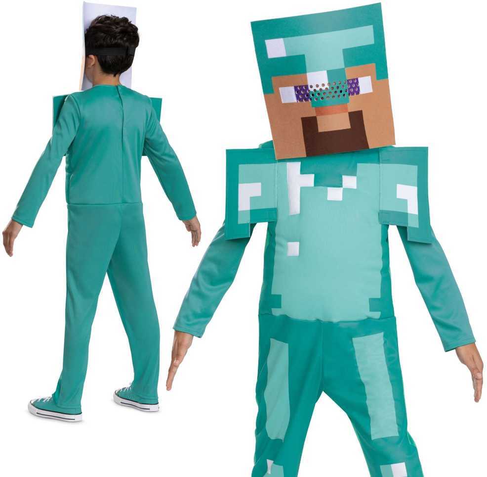 „Minecraft“ karnavalinis kostiumas Steve'as deimantinio šarvų kostiume, 127–136 cm (7–8 metai)