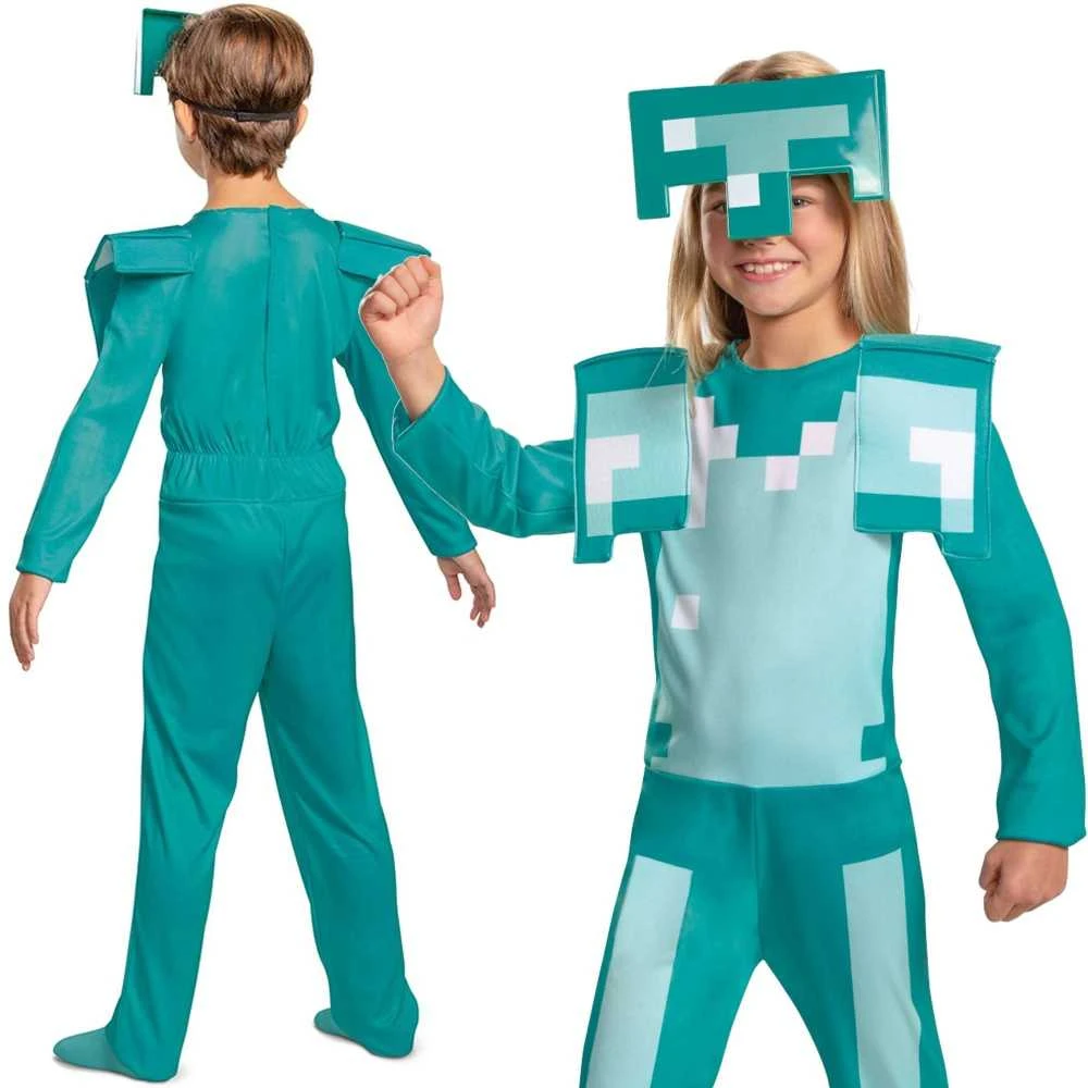 Minecraft maskuojantis kostiumas, karnavalinis kostiumas deimantiniai šarvai 127-136 cm (7-8 metai)