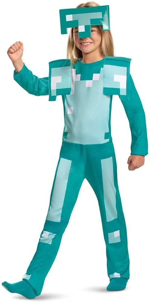 Minecraft maskuojantis kostiumas, karnavalinis kostiumas deimantiniai šarvai 127-136 cm (7-8 metai)