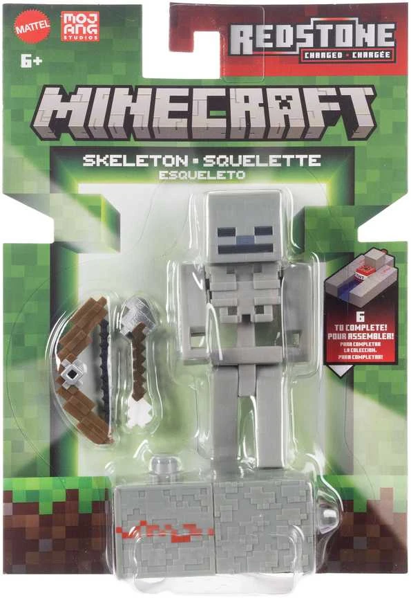 Minecraft figūrėlių rinkinys Redstone įkrautas skeletas serija 9 cm + priedai