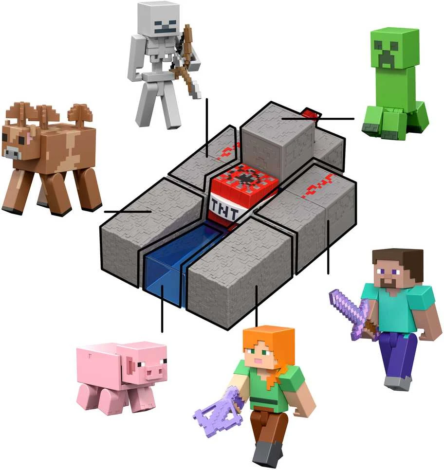 Minecraft figūrėlių rinkinys Redstone įkrautas skeletas serija 9 cm + priedai