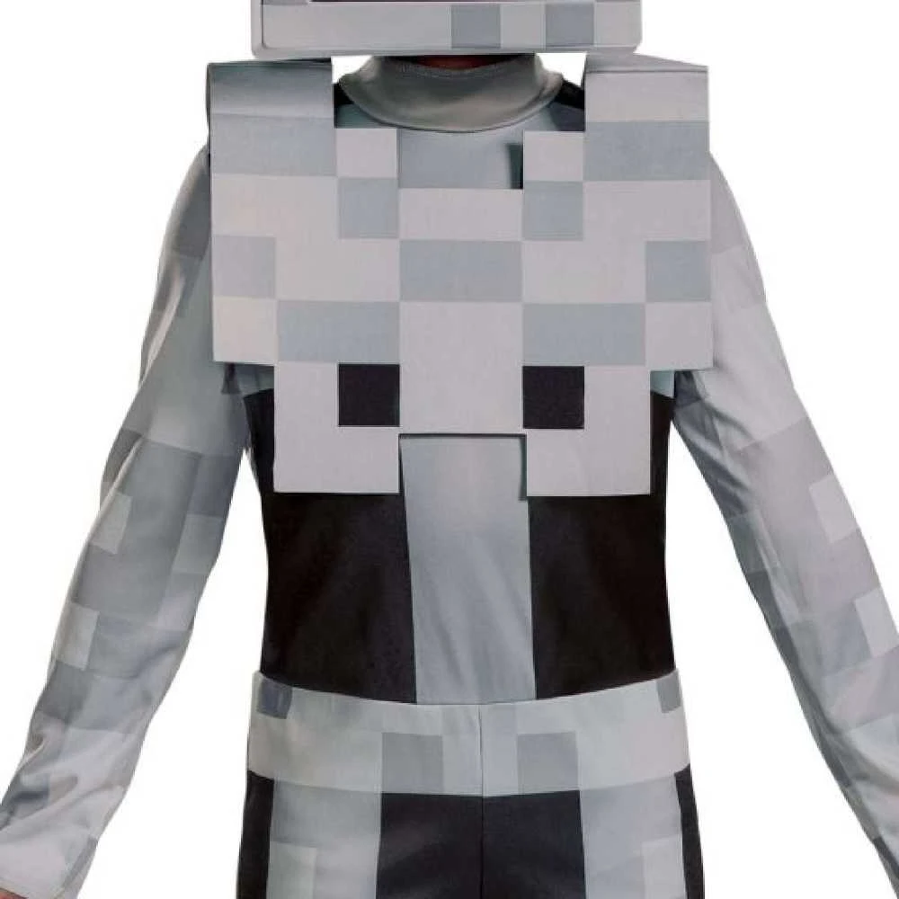 Minecraft karnavalinis kostiumas berniukui Skeleton Baltas Skeleton kostiumo maskuoklis 110-122 cm (4-6 metai)