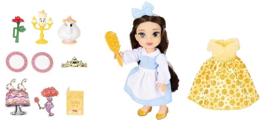 Jakks Disney gražuolė ir pabaisa Belle mini lėlė 16 cm + priedai