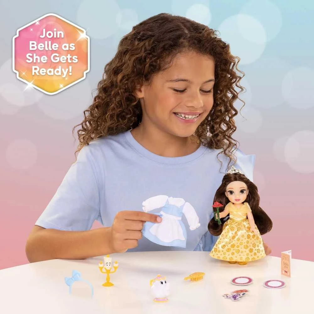 Jakks Disney gražuolė ir pabaisa Belle mini lėlė 16 cm + priedai