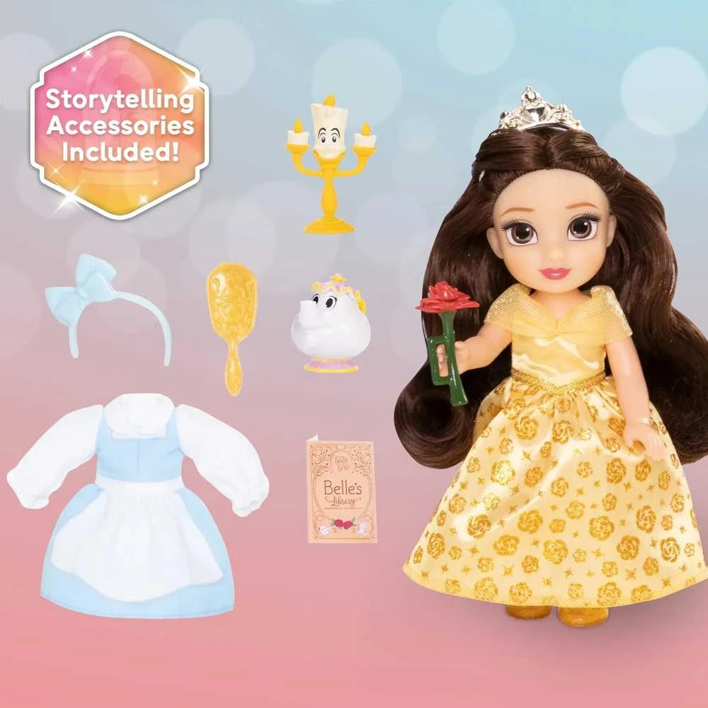 Jakks Disney gražuolė ir pabaisa Belle mini lėlė 16 cm + priedai
