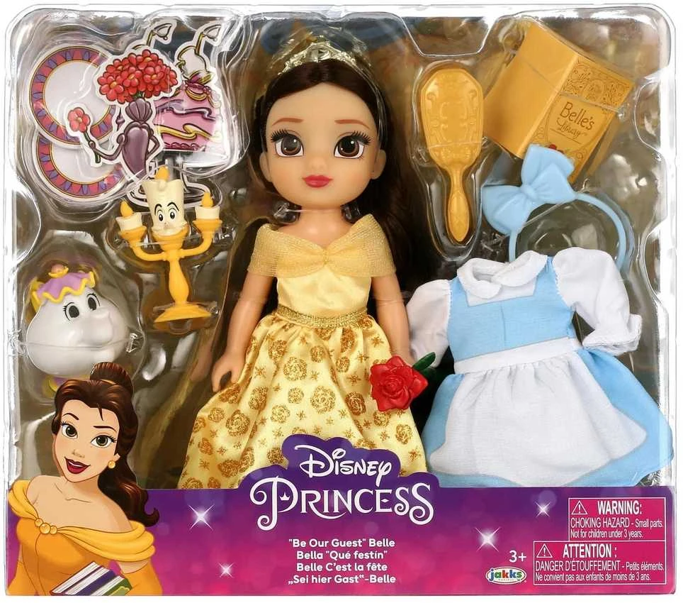Jakks Disney gražuolė ir pabaisa Belle mini lėlė 16 cm + priedai