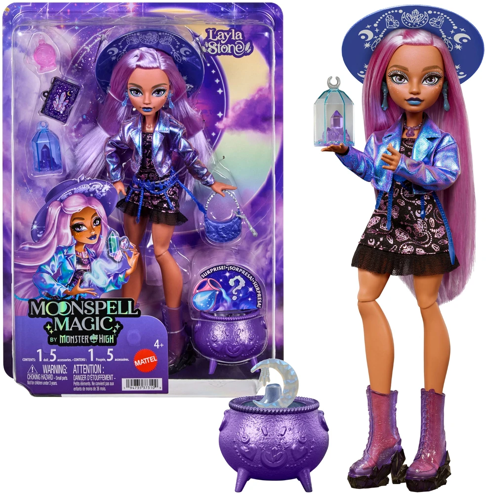 Mattel MONSTER HIGH MOONSPELL MAGIC lėlė Layla - kristalų kerėtoja (JMB90)