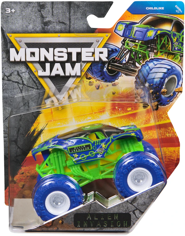 Monster Jam Auto Monster Truck transporto priemonė Alien Invasion 1:64