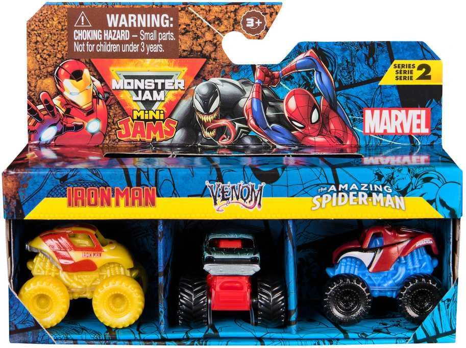 „Monster Jam“ žaislas 3 dalių rinkinys „Mini Jam“ Marvel Winter Soldier Kapitonas Amerika Karo mašina 1:87