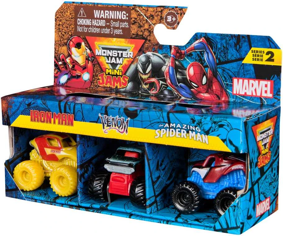 „Monster Jam“ žaislas 3 dalių rinkinys „Mini Jam“ Marvel Winter Soldier Kapitonas Amerika Karo mašina 1:87