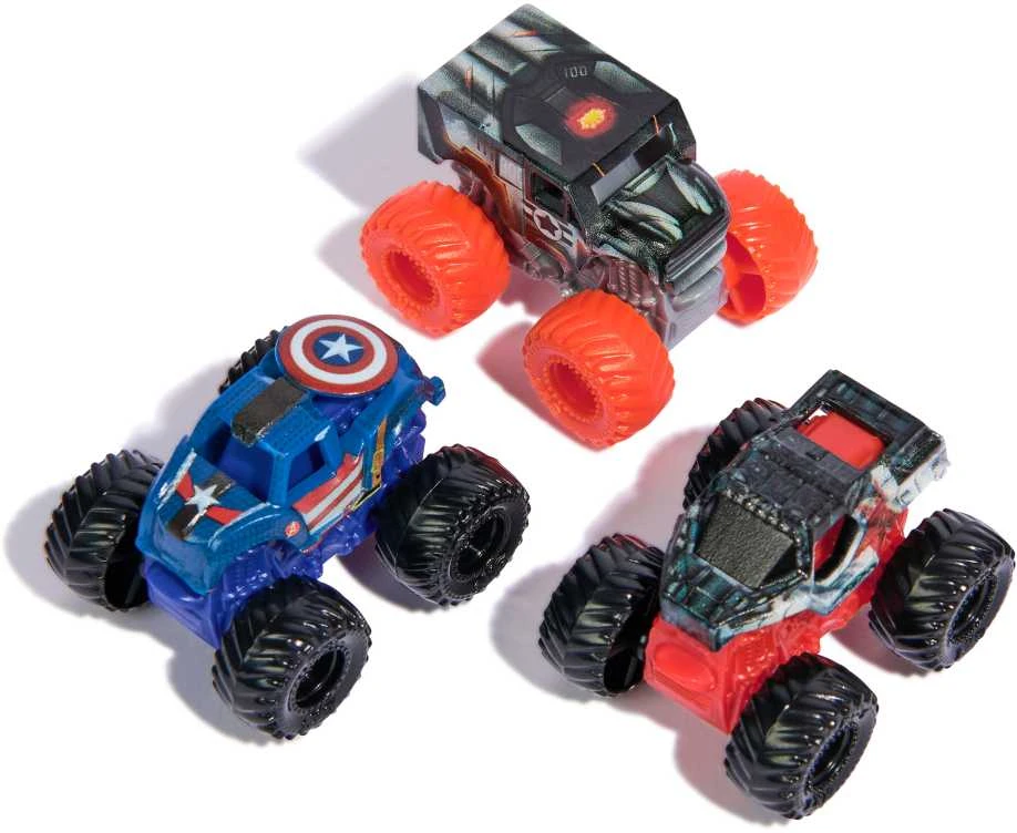 „Monster Jam“ žaislas 3 dalių rinkinys „Mini Jam“ Marvel Winter Soldier Kapitonas Amerika Karo mašina 1:87