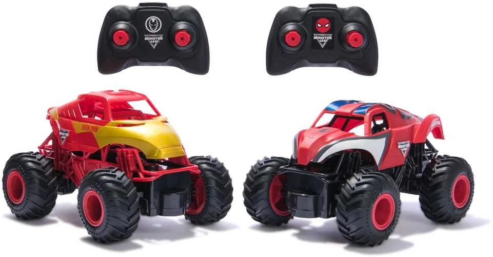 Monster Jam dviejų nuotoliniu būdu valdomų transporto priemonių rinkinys Monster Jam 1:24 „Marvel Super Hero Challenge RC“