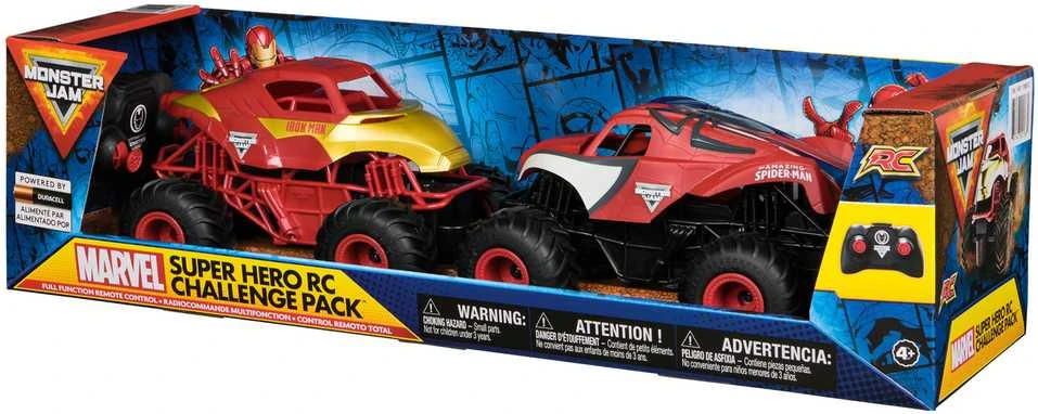 Monster Jam dviejų nuotoliniu būdu valdomų transporto priemonių rinkinys Monster Jam 1:24 „Marvel Super Hero Challenge RC“