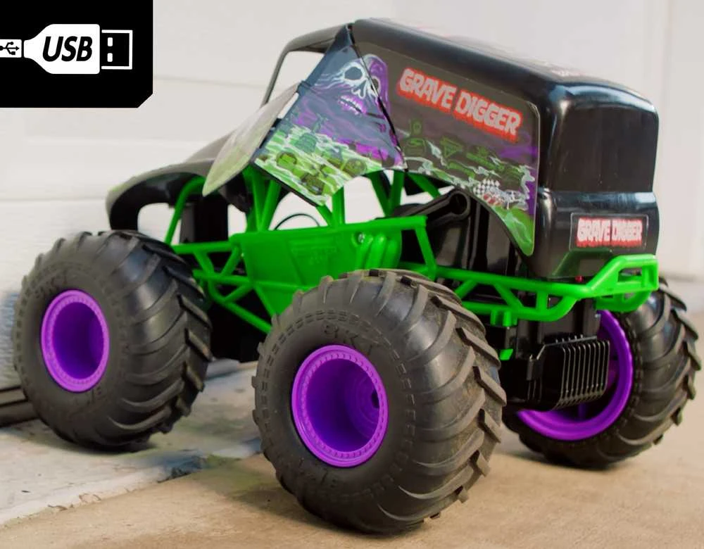 Nuotoliniu būdu valdomas visureigis MONSTER JAM RC Smash & Bash Grave Digger