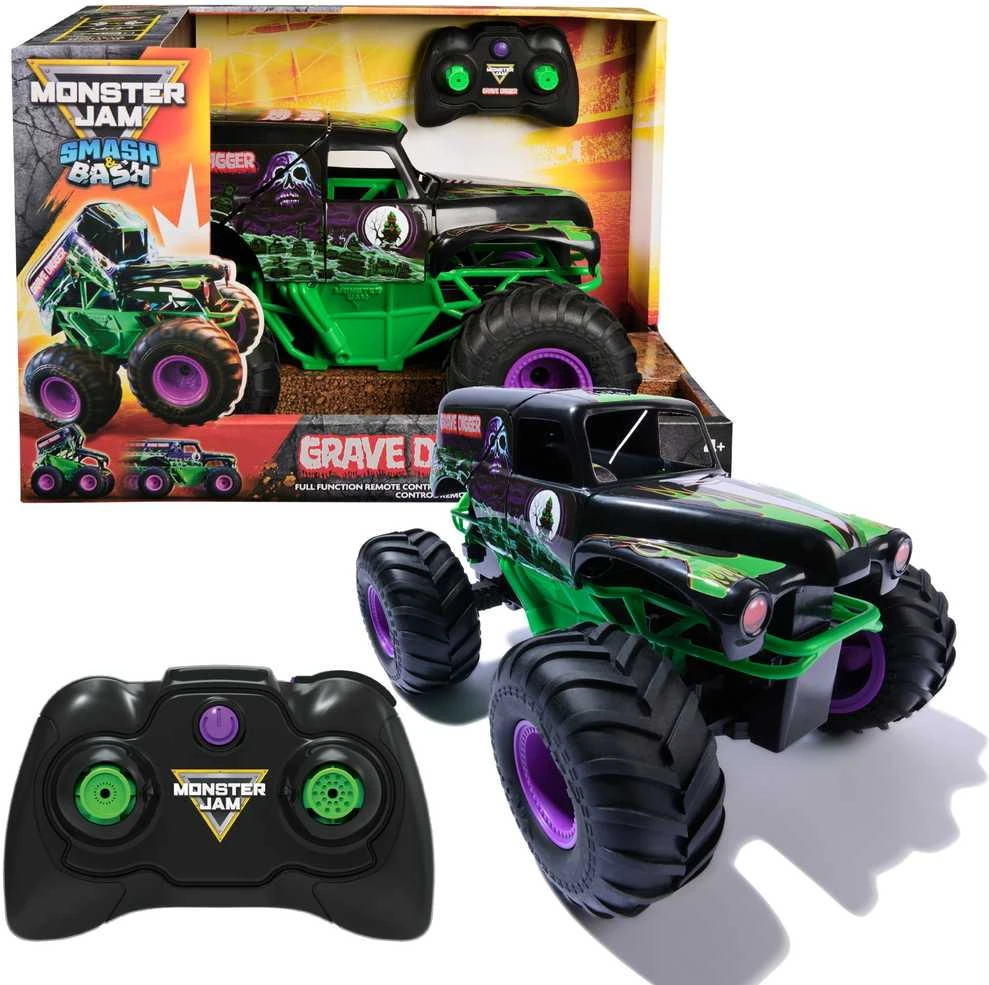 Nuotoliniu būdu valdomas visureigis MONSTER JAM RC Smash & Bash Grave Digger