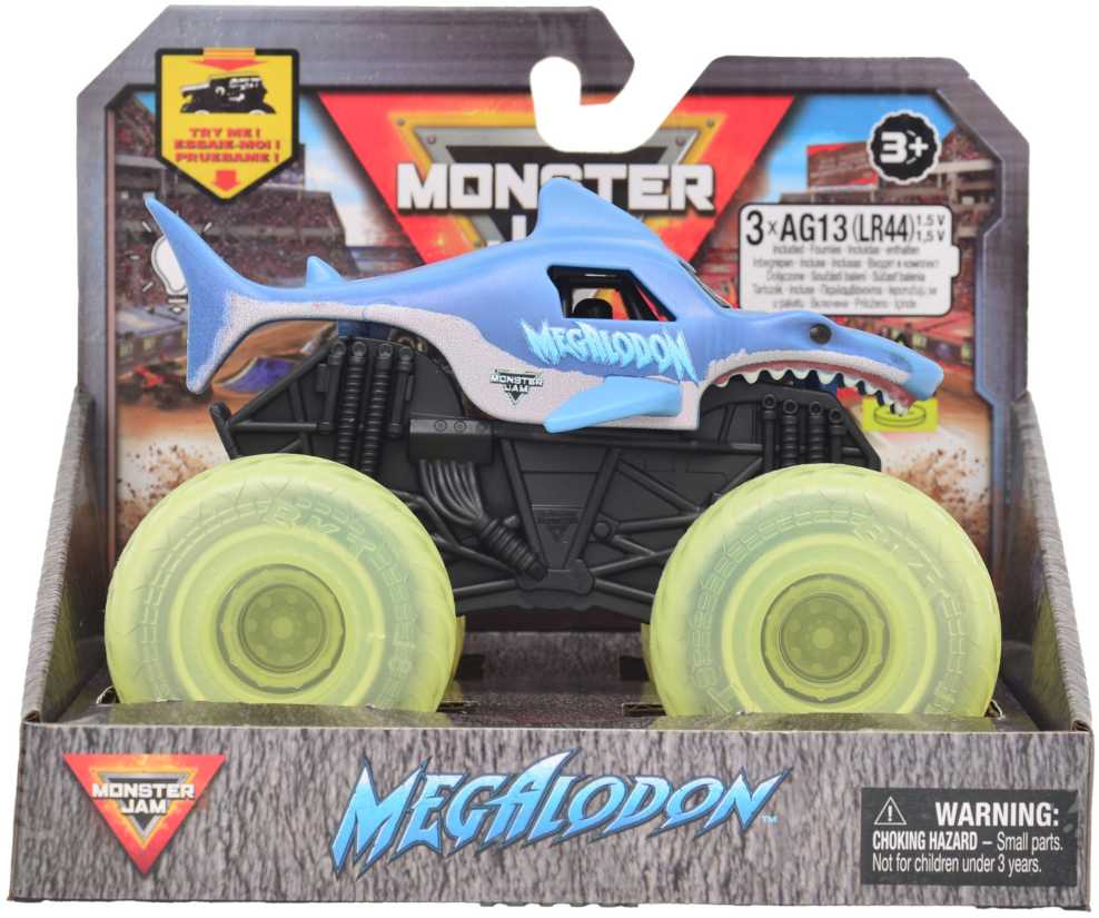Monster Jam Transporto priemonė su apšviestais ratais 1:43 Megalodon