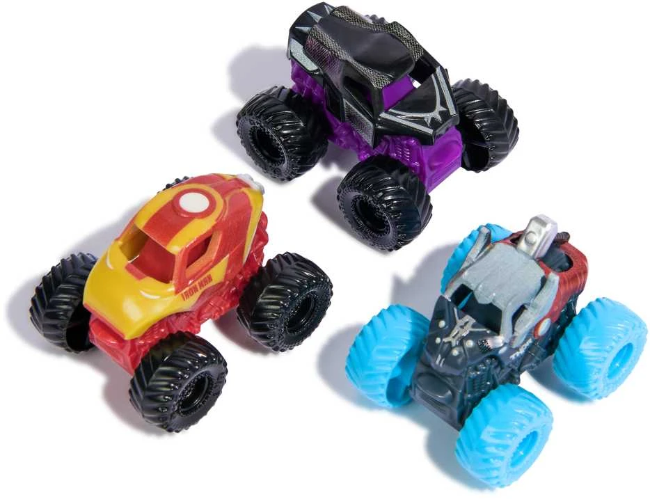 „Monster Jam“ žaislai 3 dalių rinkinys „Mini Jam“ Marvel Thor Juodoji pantera Geležinė Man