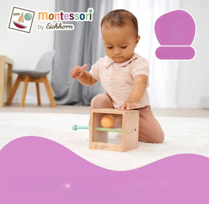 Simba Montessori medinis kubas su kamuoliukais dėlionė vaikams, 6 detalės