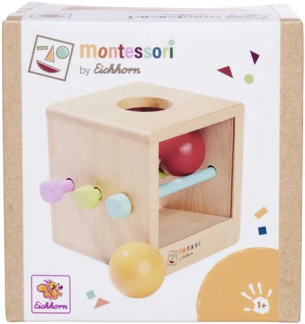 Simba Montessori medinis kubas su kamuoliukais dėlionė vaikams, 6 detalės