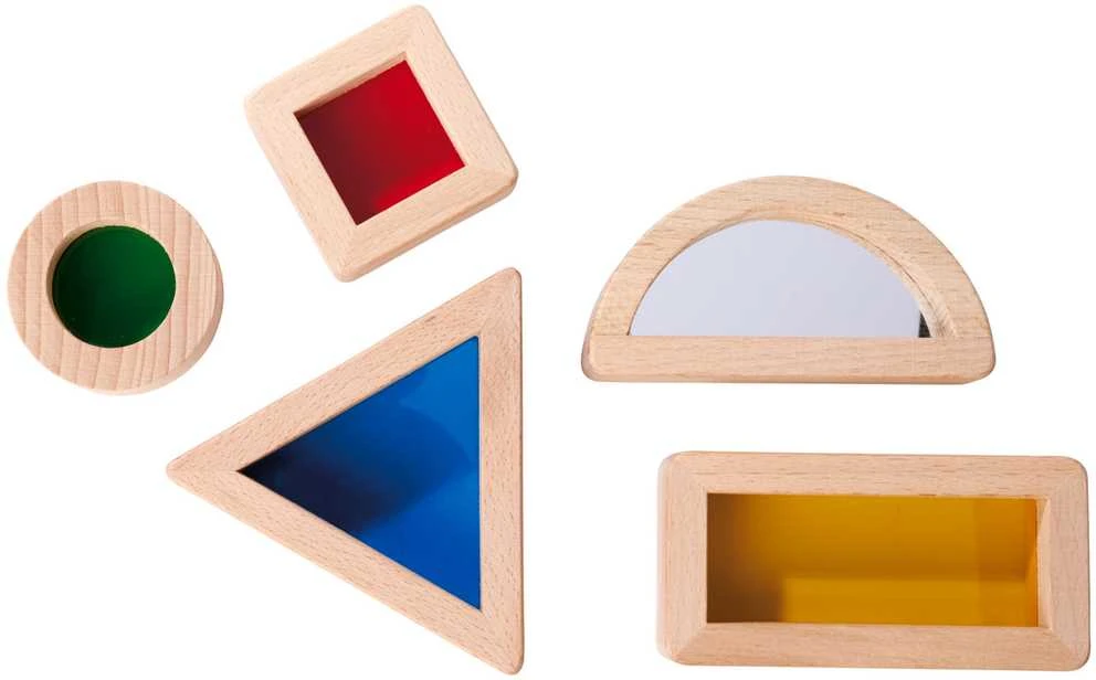Simba Montessori mediniai spalvingi kaladėlės, įvairios formos, 5 elementai