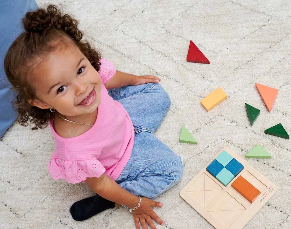 Levenya Medinė dėlionė „Montessori“, 13 detalių, kvadratai, trikampiai, stačiakampiai