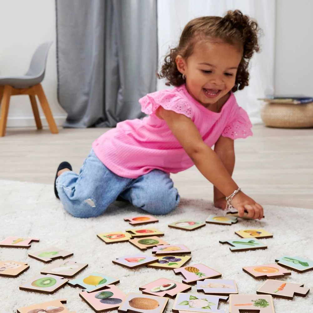 KIK Montessori spalvinga medinė dėlionė Vaisiai ir daržovės 34 detalės