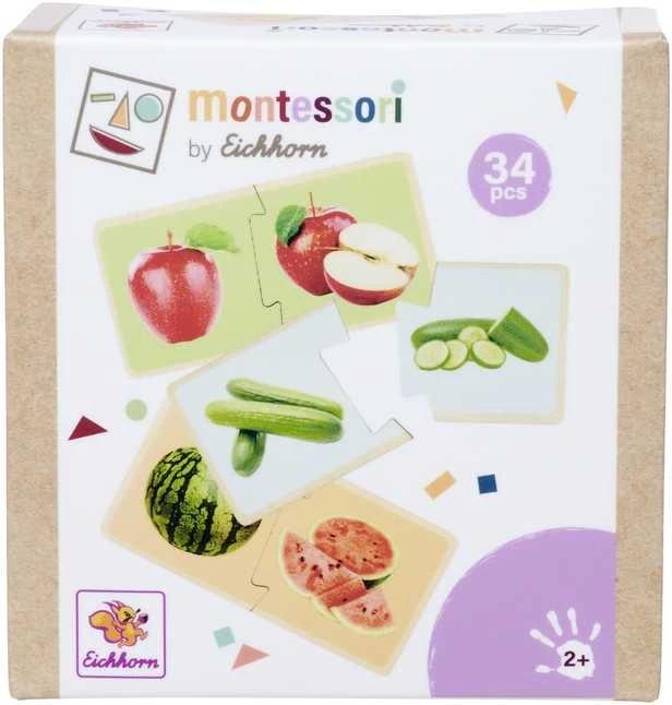 KIK Montessori spalvinga medinė dėlionė Vaisiai ir daržovės 34 detalės