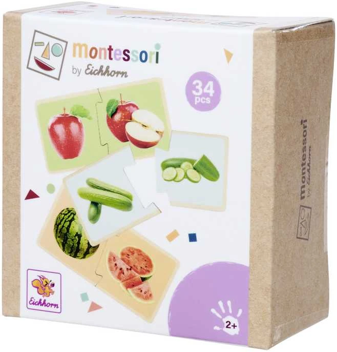 KIK Montessori spalvinga medinė dėlionė Vaisiai ir daržovės 34 detalės