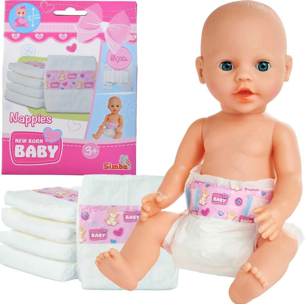 „Simba New Born Baby“ sauskelnių pamineriai 5 vnt. Už lėlę