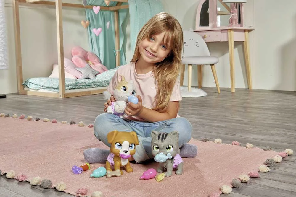 Triušiukas su vystyklais ir priedais Simba Pamper Petz