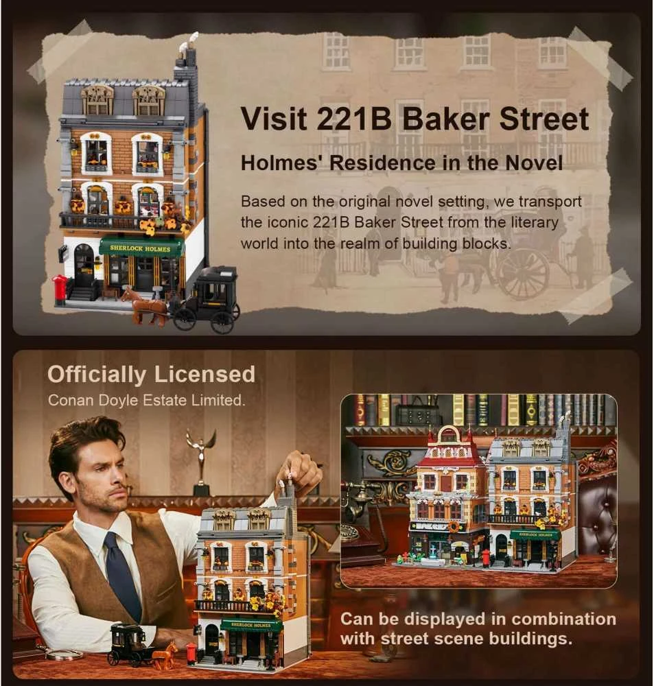 Pantasy Sherlock Holmes Baker Street 221B 3047 vienetai statybiniai blokai