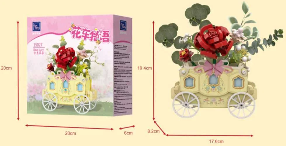 Almarina Pantasy statybiniai blokeliai Flower Cart with Rose 264 vnt