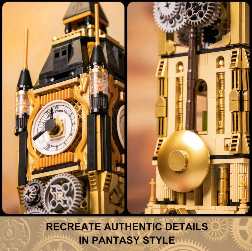 Pantasy Steampunk Clock Tower Big Ben statybiniai blokai 2424 vnt