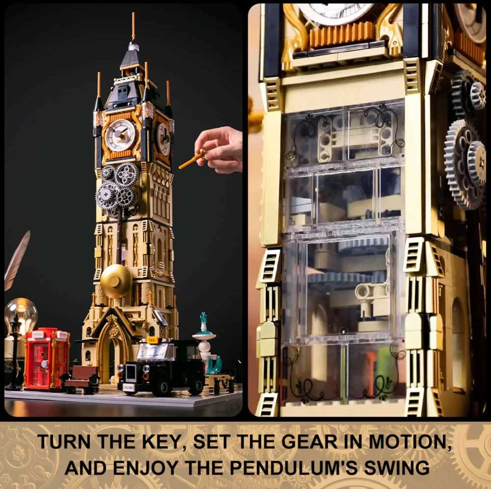 Pantasy Steampunk Clock Tower Big Ben statybiniai blokai 2424 vnt