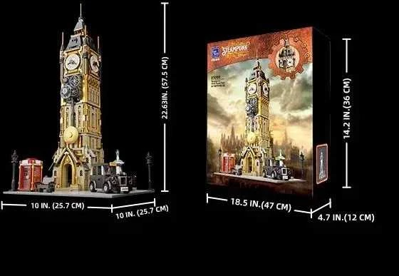 Pantasy Steampunk Clock Tower Big Ben statybiniai blokai 2424 vnt