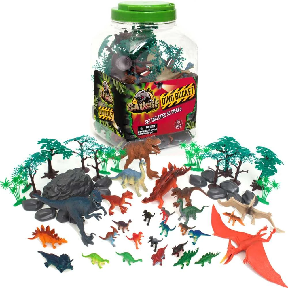 Boley Laukinių dinozaurų figūrėlių rinkinys 55 dalių konteineryje