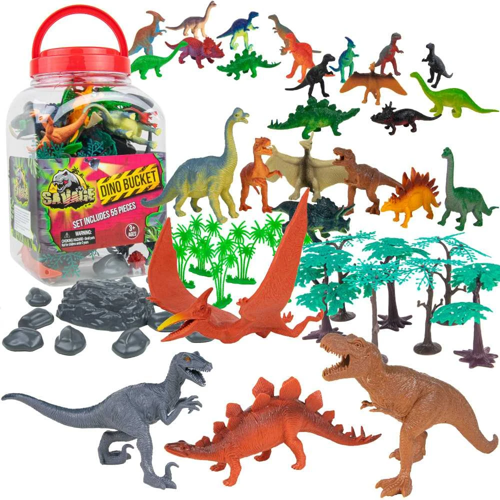 Boley Laukinių dinozaurų figūrėlių rinkinys 55 dalių konteineryje