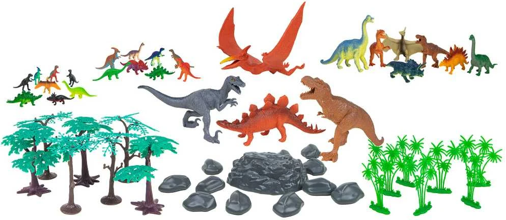 Boley Laukinių dinozaurų figūrėlių rinkinys 55 dalių konteineryje