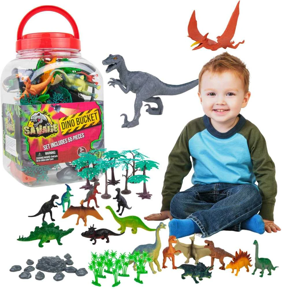 Boley Laukinių dinozaurų figūrėlių rinkinys 55 dalių konteineryje