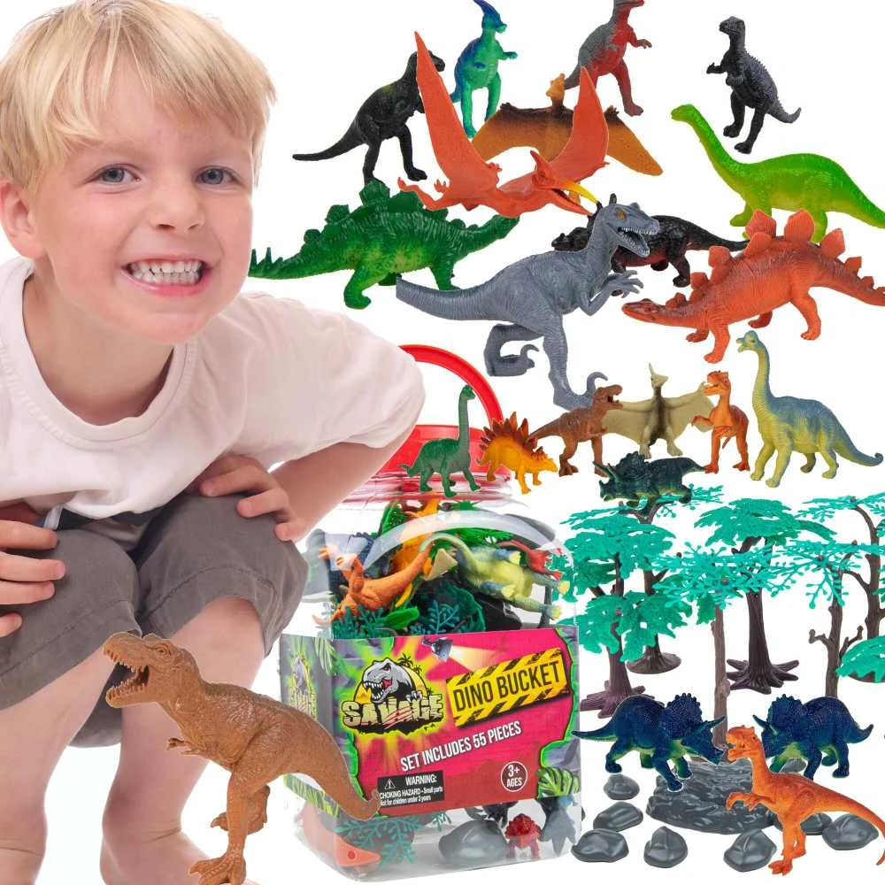 Boley Laukinių dinozaurų figūrėlių rinkinys 55 dalių konteineryje